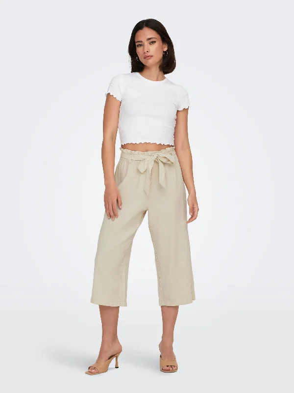 JDY SAY MW LINEN CROPPED PANTS