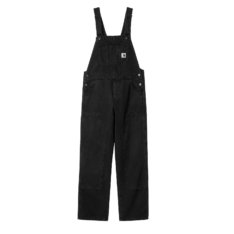 Carhartt WIP Womens Bib Double Knee Black Stone Washed