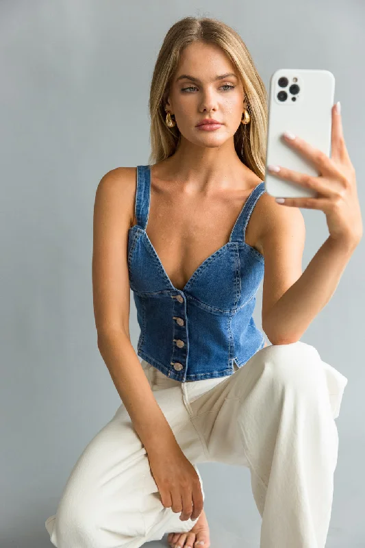 Debby Denim Button Up Corset Top