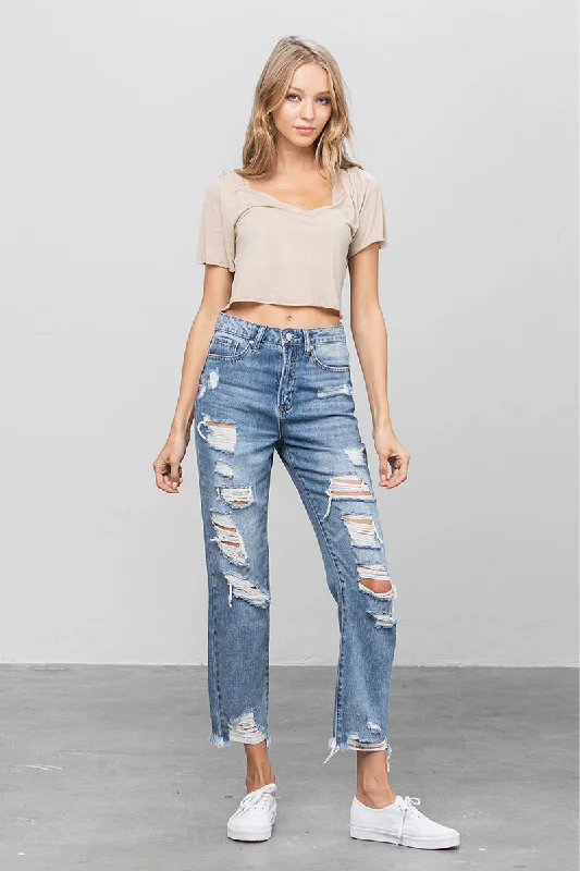 Abby Distressed Girlfriend Jeans