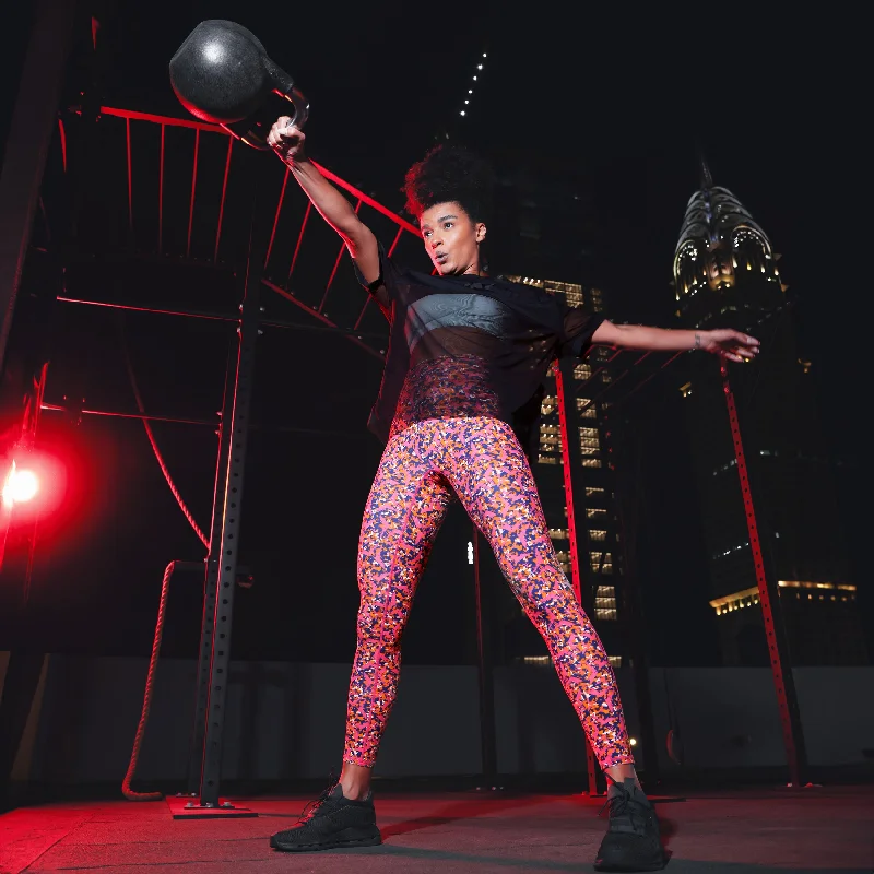 Glitch Leggings 27" - Hot Pink Print