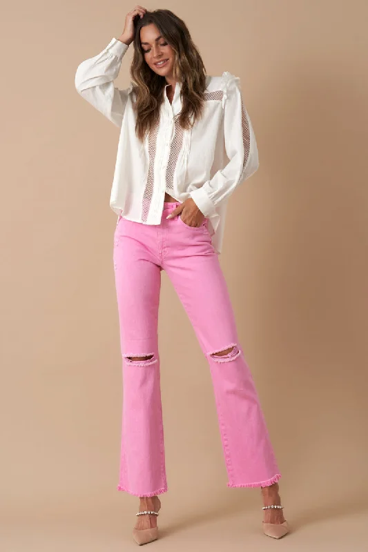 High Rise Slim Straight Relaxed Color Denim