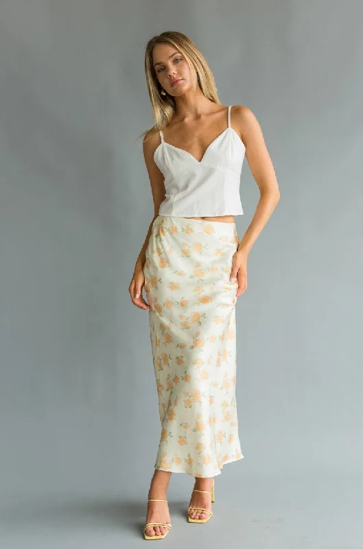 Issa Floral Satin Maxi Skirt