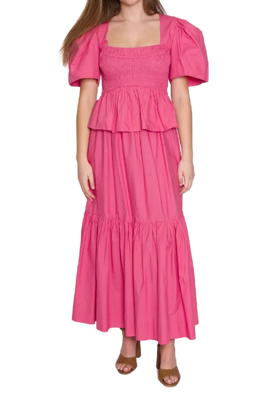 Poplin Flounce Skirt in Pink