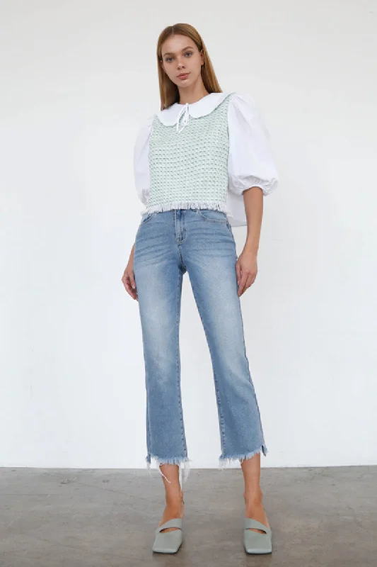 Super Relaxed Mid Rise Crop Boot Cut Jeans