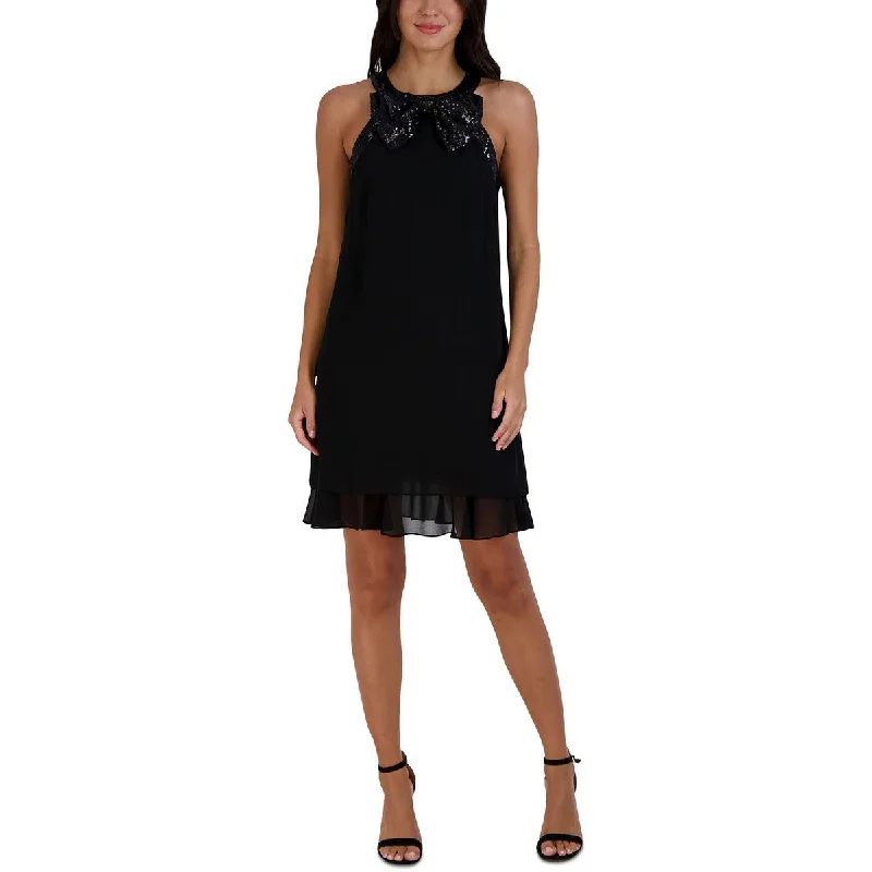 Signature By Robbie Bee Womens Sequined Mini Cocktail and Party Dress