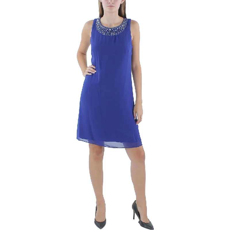 SLNY Womens Embllished Knee Length Cocktail And Party Dress