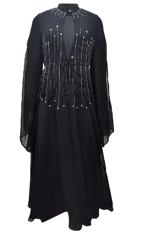 Women's Beautiful Black Sequince Detailing Abaya