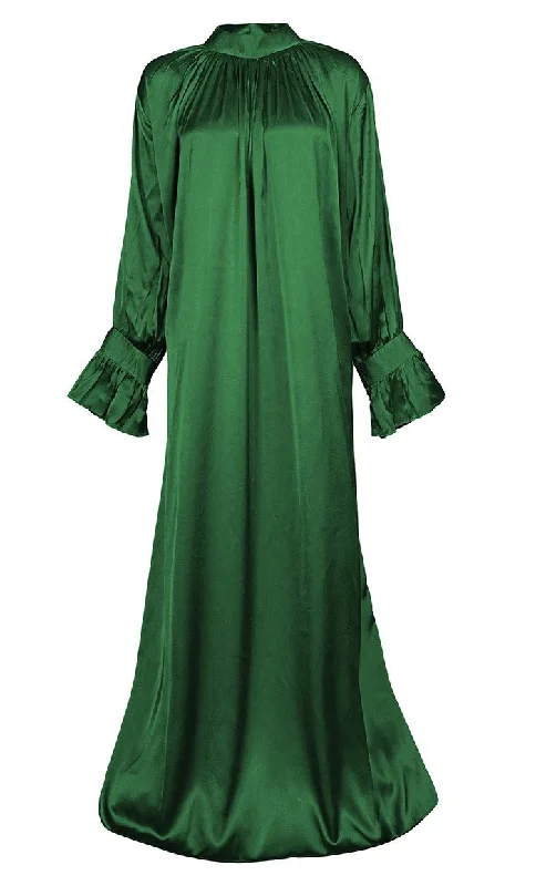 Women's Beautiful Green Satin Abaya With Pockets