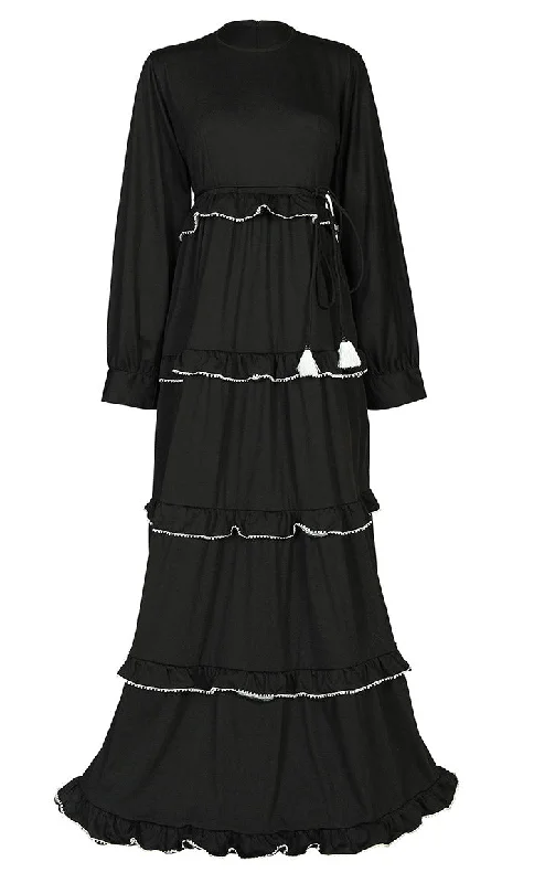 Women's Jersey Black Tiered Abaya