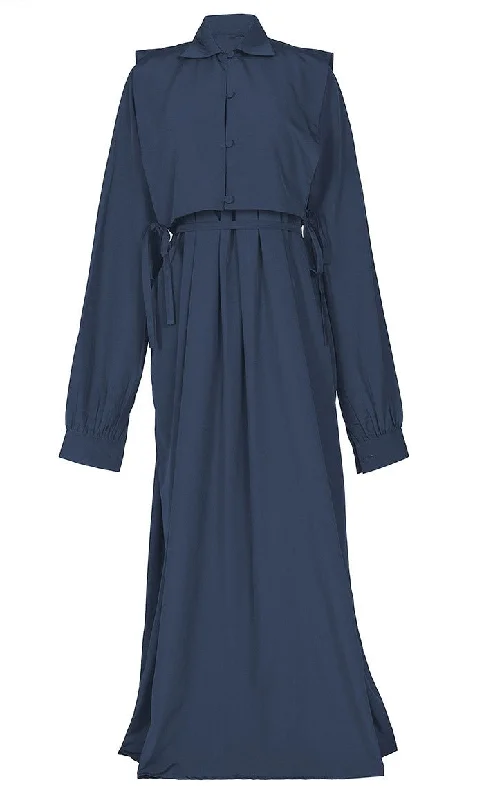 Women's Navy Kashibo Abaya With Short Jacket