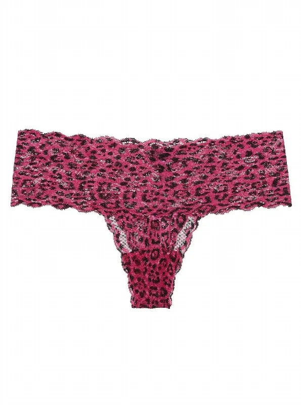 Women's Never Say Never Printed Comfie Thong Panty In Victorian Pink/animal