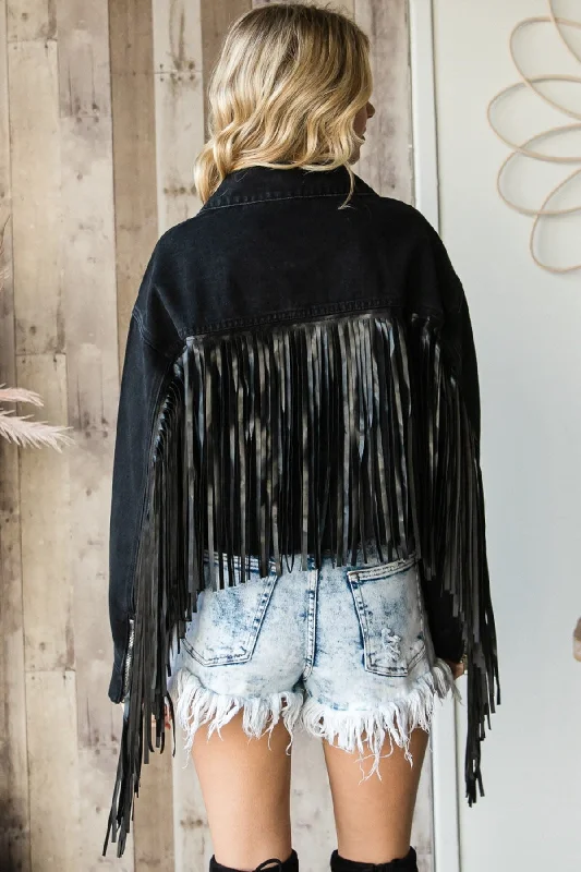 Outlaw Fringe Jacket- Black