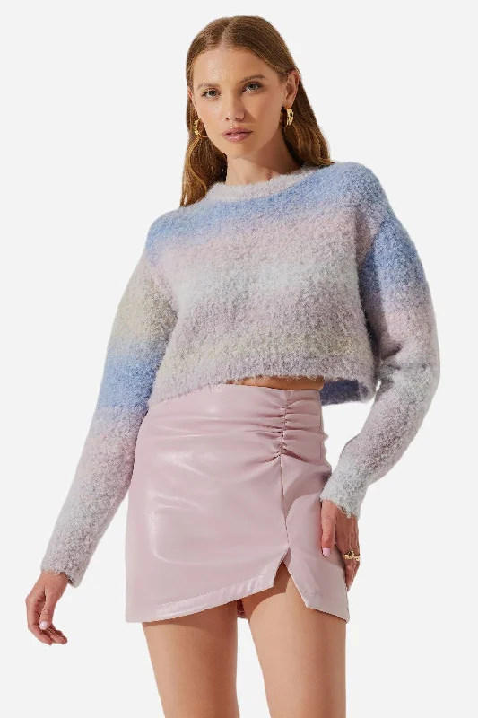 ASTR The Label Alita Cropped Ombre Sweater in Blue Ombre