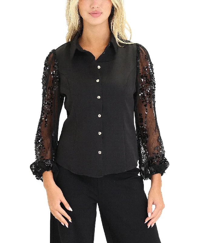 Blouse w/ Sequin Sleeves