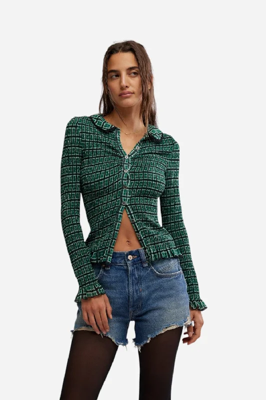 Free People Caught A Feeling Cardi in Green Combo