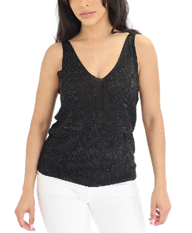 Crochet Knit Tank w/ Rhinestones