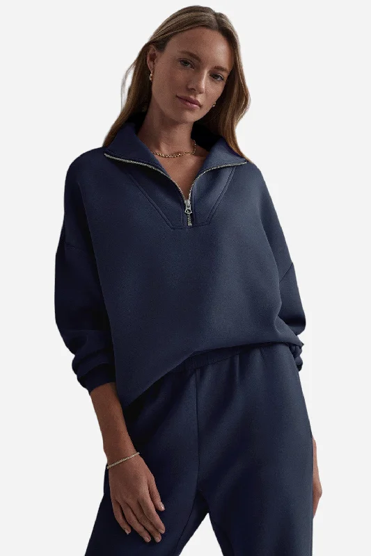 Varley Hawley Half-Zip Sweat in Blue Nights