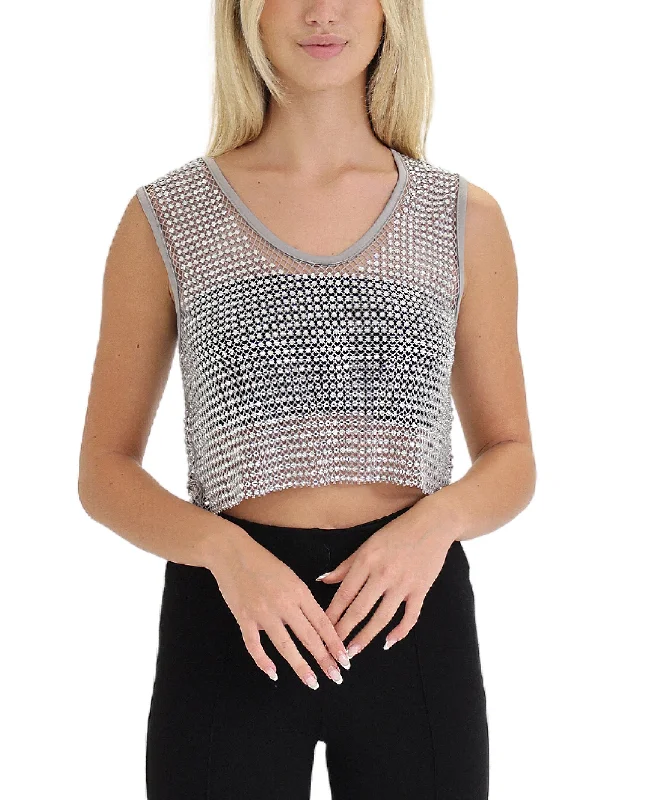 Mesh Rhinestone Tank