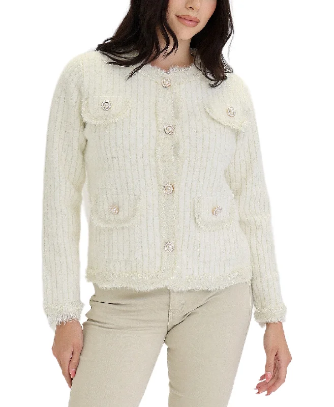 Shimmer Knit Cardigan w/ Pearl Buttons