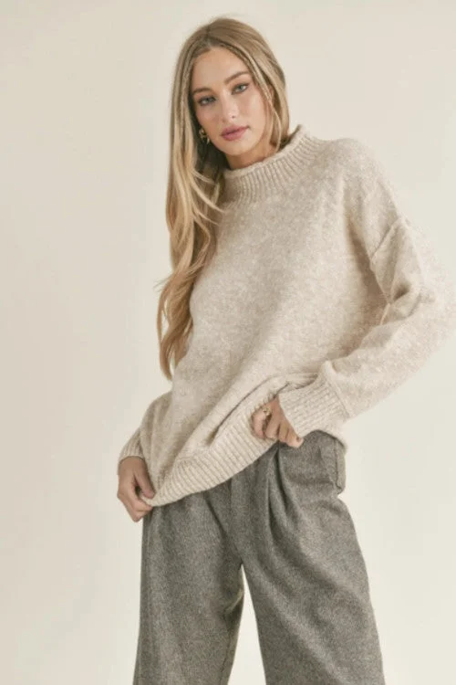 Sage The Label Wisteria Mock Neck Sweater in Cream